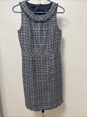 Talbots Blue and White Tweed Shift Dress